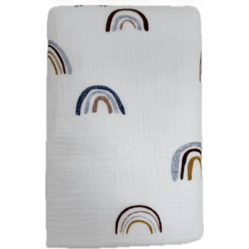 Непромокаемая многоразовая пеленка из муслина 60*90 см цвет: радуга