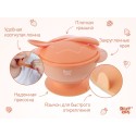Набор для кормления: тарелка на присоске, крышка и ложка цвет: персиковый RFD-003-O