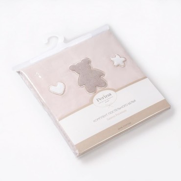 Комплект постельного белья для детей Perina Teddy Sateen Collection, арт. КПБ2.1-TSC.4 (цвет: Бежевый, состав: пододеяльник 100х100см, простыня 100х70