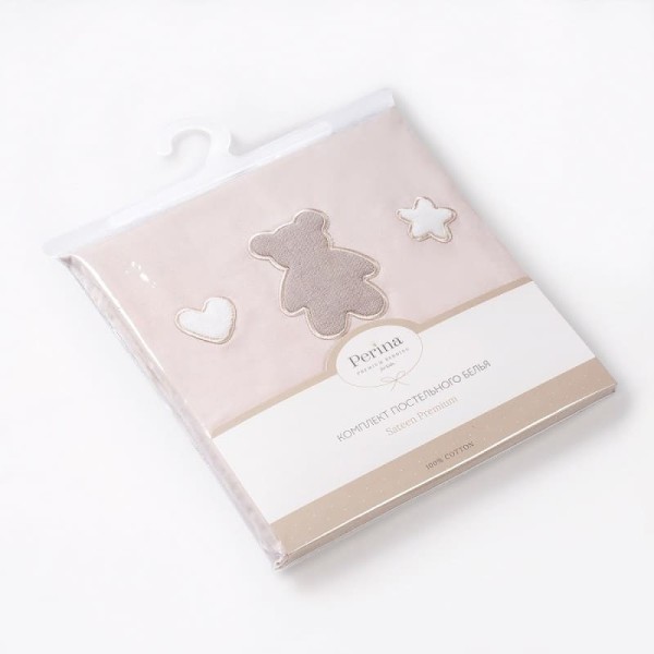 Комплект постельного белья для детей Perina Teddy Sateen Collection, арт. КПБ2.1-TSC.4 (цвет: Бежевый, состав: пододеяльник 100х100см, простыня 100х70