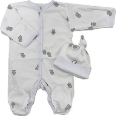 Комплект: Слип на кнопках + шапочка-узелок со швами наружу 56-62 см "Барашки " Т-097