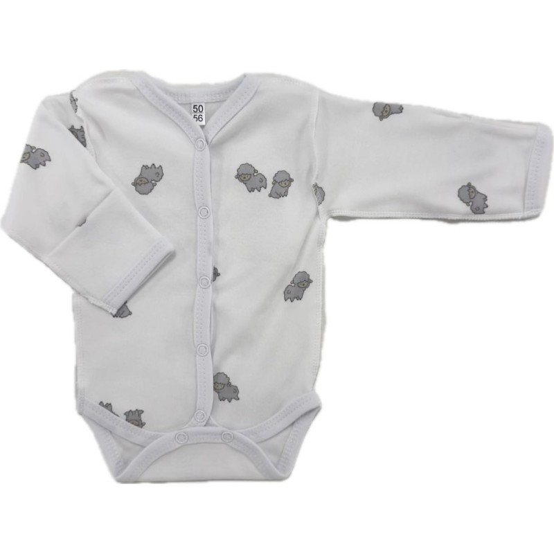 Боди с длинным рукавом на кнопках Newborn 50 см принт: барашки Т-131