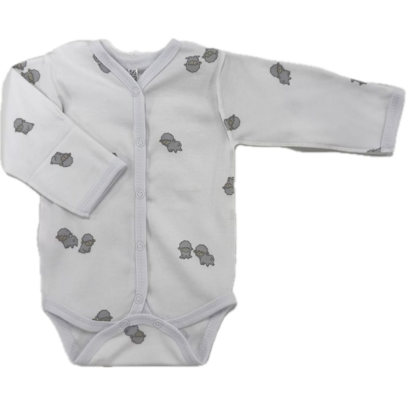 Боди с длинным рукавом на кнопках 56-62 см принт: барашки Т-131