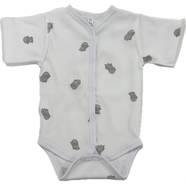 Боди с коротким рукавом на кнопках 56-62 см принт: барашки Т-133