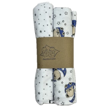 Набор трикотажных пеленок 2 шт 90 х 100 см цвет: мишки и звезды+ звездочка TE 3008