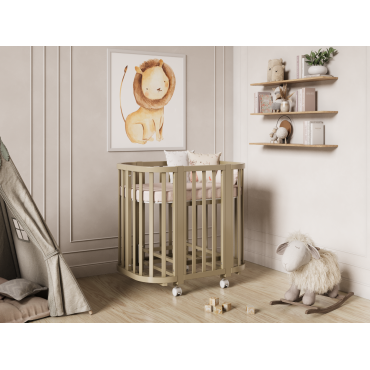 Кроватка-трансформер детская Lunna Sonata с маятником+колеса цвет: кашемир