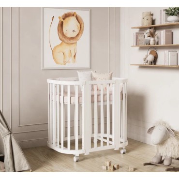 Кроватка-трансформер детская Lunna Sonata с маятником+ колеса цвет: белый