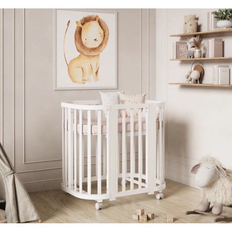 Кроватка-трансформер детская Lunna Sonata с маятником+ колеса цвет: белый