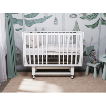 Кроватка детская Lunna Rita с автостенкой, маятником и колесами цвет: белый