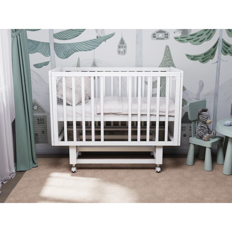 Кроватка детская Lunna Rita с автостенкой, маятником и колесами цвет: белый