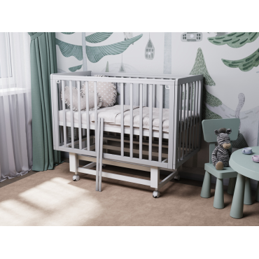 Кроватка детская Lunna Rita с автостенкой, маятником и колесами цвет: серый/белый