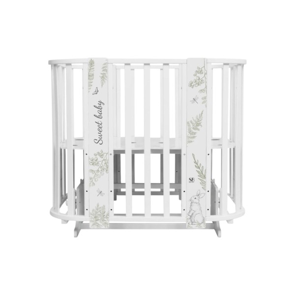 Кровать-трансформер детская 5 в1 Sweet Baby Arte цвет: белая/заяц
