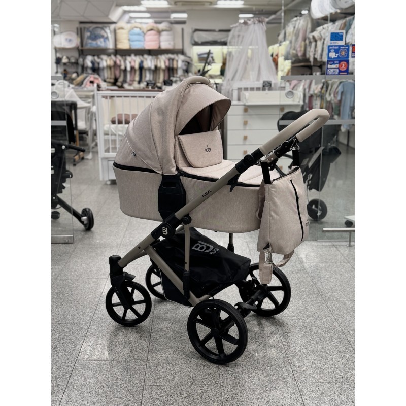 Коляска детская 2 в 1 Bjoy Mia ткань цвет: бежевый на бежевой раме 101
