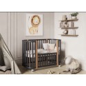 Кроватка-трансформер детская Lunna Sonata с маятником+ колеса цвет: графит/ бук