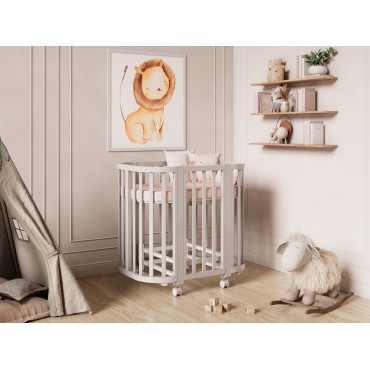 Кроватка-трансформер детская Lunna Sonata с маятником+ колеса цвет: серый