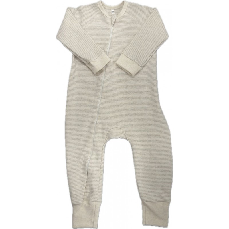 Комбинезон на молнии из хлопка 86 см Т-216/полоска бежевый