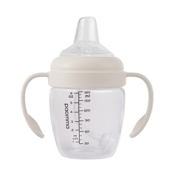 Поильник-непроливайка уточка с носиком и ручками Paomma 180 мл цвет: Buttercream PBH112