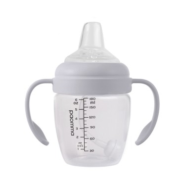 Поильник-непроливайка уточка с носиком и ручками Paomma 180 мл цвет: light grey PBH115