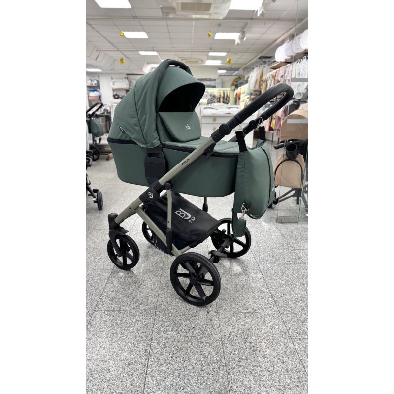 Коляска детская 2 в 1 Bjoy Mia ткань цвет: зеленый на оливковой раме 112