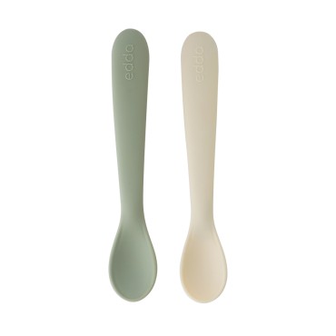 Набор силиконовых ложек для кормления Edda 2 шт цвет: Пломбир/Шалфей  SSS-01003