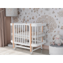 Кроватка детская  Mimi с маятником и колесами + быстросъемная стенка цвет: белый/бук