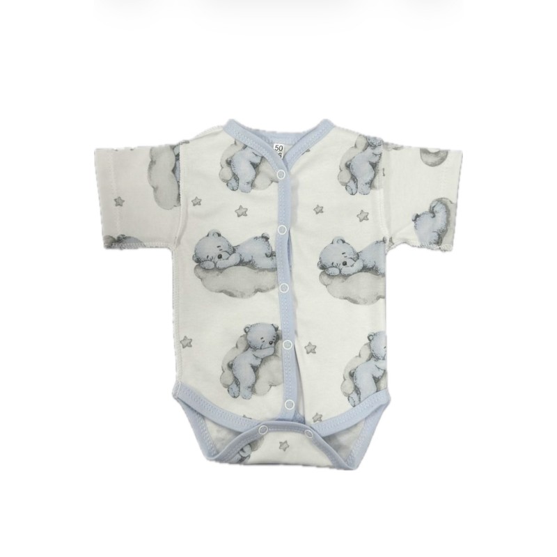 Боди с коротким рукавом на кнопках Newborn 50 см принт: мишки на облаках Т-133