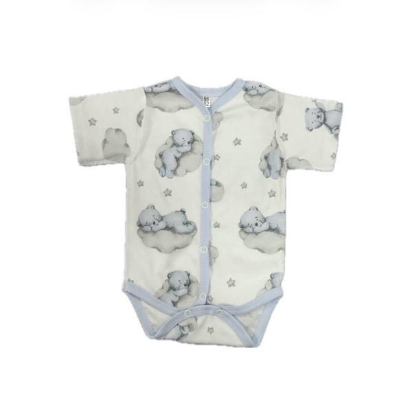 Боди с коротким рукавом на кнопках 56-62 см принт:  мишки на облаках Т-133