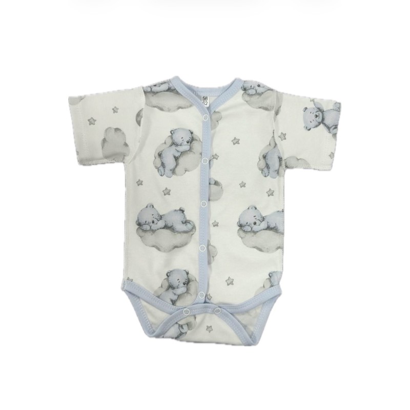 Боди с коротким рукавом на кнопках 56-62 см принт:  мишки на облаках Т-133