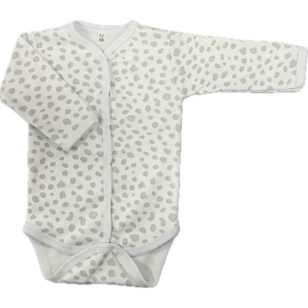 Боди с длинным рукавом на кнопках 62-68 см принт: пятнышки серые маленькие Т-131