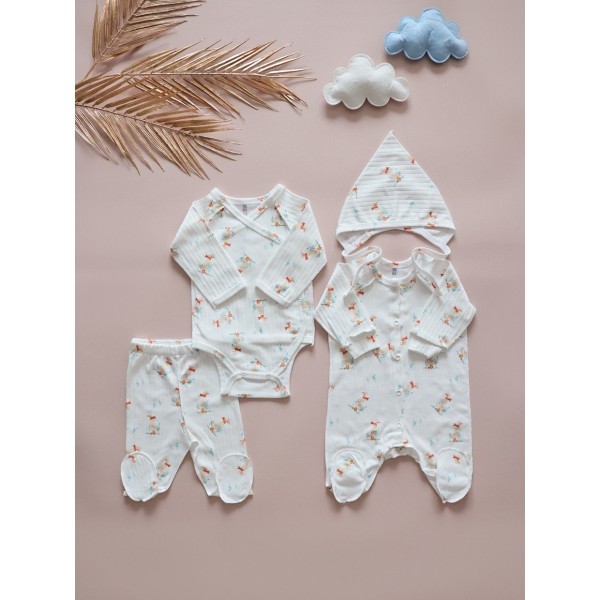 Комплект для малыша 4 предмета 50-56 см цвет: гуси на молочном Т-231