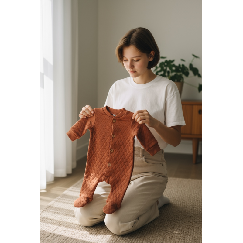 Слип из органического хлопка 56-62 см цвет: терракотовый Т-214