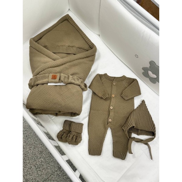 Комплект на выписку и прогулки 5 предметов Honey цвет: темно-оливковый 0369