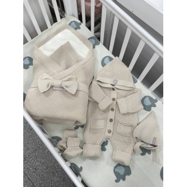 Комплект на выписку и прогулки 5 предметов Elfy цвет: капучино 0367