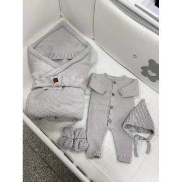 Комплект на выписку и прогулки 5 предметов Honey цвет: серый 0369