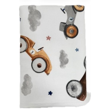 Непромокаемая многоразовая пеленка из ранфорса 60*90 см цвет: ретро-машинки