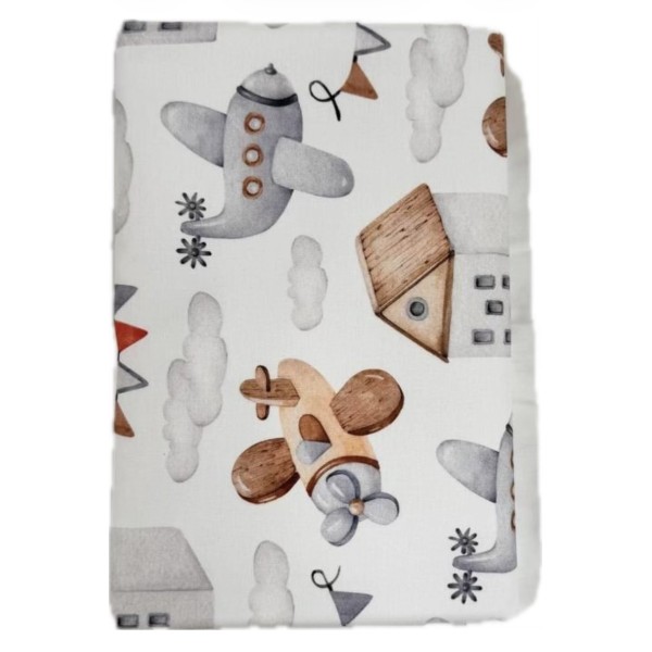 Непромокаемая многоразовая пеленка из ранфорса 60*90 см цвет: самолетики