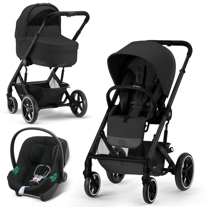 Коляска детская 3 в 1 Cybex Balios S Lux BLK с дождевиками и адаптерами цвет: Moon Black