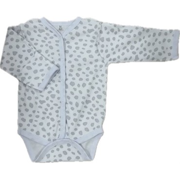 Боди с длинным рукавом на кнопках Newborn 50 см принт: пятнышки серые маленькие Т-131