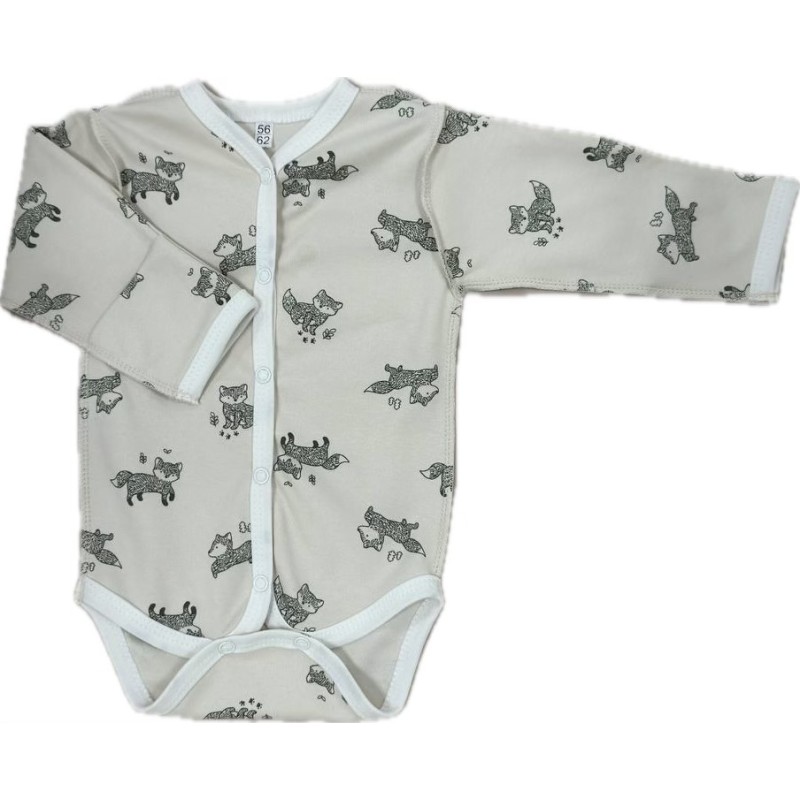 Боди с длинным рукавом на кнопках Newborn 50 см принт: лисички Т-131 Боди с длинным рукавом на кнопках Newborn 50 см принт: лисички Т-131