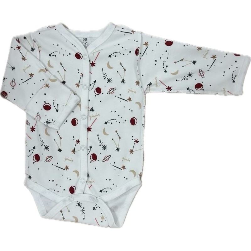 Боди с длинным рукавом на кнопках Newborn 50 см принт: созвездия Т-131