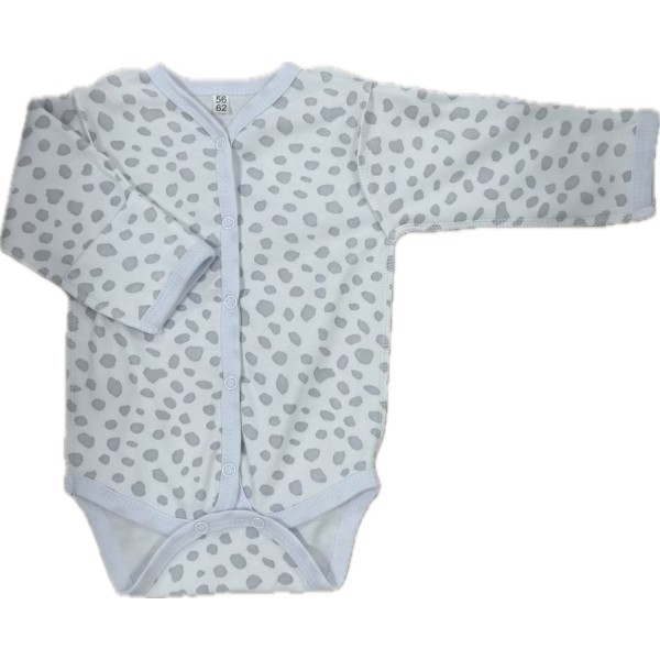 Боди с длинным рукавом на кнопках 56-62 см принт: пятнышки серые маленькие Т-131