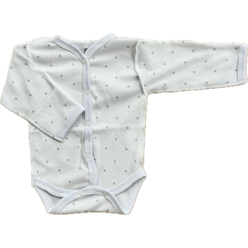 Боди с длинным рукавом на кнопках 56-62 см принт: маленькие серые звездочки Т-131