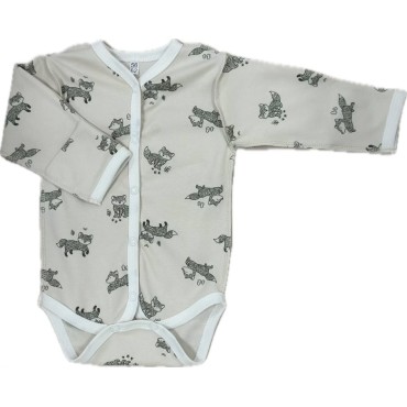 Боди с длинным рукавом на кнопках 56-62 см принт: лисички Т-131