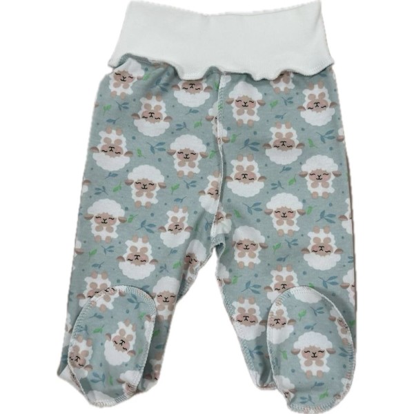 Ползунки для малыша 56-62 см принт: барашки на ментол Т-132