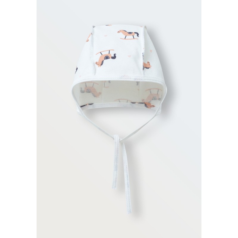 Шапочка-чепчик для малыша 36-38 см цвет: лошадки 1529-325