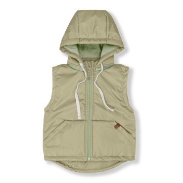 Теплая жилетка со съемным капюшоном 80-92 см цвет: хаки 110-04