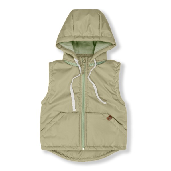 Теплая жилетка со съемным капюшоном 80-92 см цвет: хаки 110-04