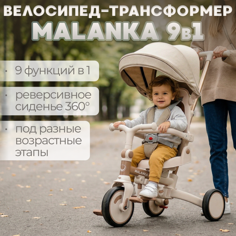 Велосипед детский трехколесный Bubago Malanka цвет : коричневый BG211-2 Велосипед детский трехколесный Bubago Malanka цвет : коричневый BG211-2