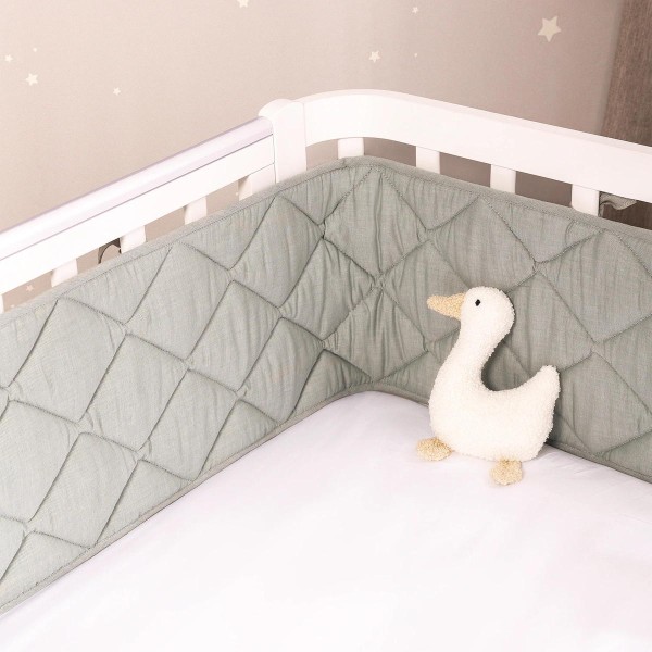 Защита для детской кроватки /стеганый бортик Slim цвет: серо-оливковый СБ.120-SM.13