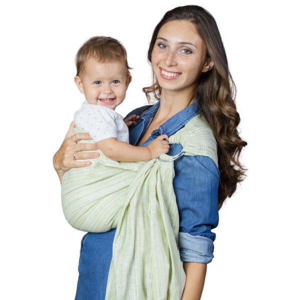 Слинг с кольцами для переноски детей от 0 месяцев + « Лино Коктейль » цвет: оливковый СКК01-000